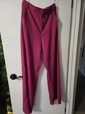 Fashion Nova Fuchsia Straight-Leg Pants And Crop Halter Tie Top